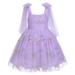 IBTOM CASTLE Princess Floal Lace Tulle Backless Wedding Flower Girl Dress Junior Bridesmaid Pageant Communion Dance Maxi Gown 6-12 Months Purple