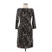 Lauren by Ralph Lauren Casual Dress - Party Boatneck 3/4 sleeves: Black Snake Print Dresses - Women's Size 10 Petite