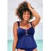 Plus Size Women's Underwire Shirred Ring Bandeau Tankini Top by Swimsuits For All in Deep Sea (Size 22)