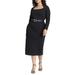 Plus Size Women's Shaped Neckline Ponte Dress by ELOQUII in Black Onyx (Size 24)