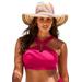 Plus Size Women's High Neck Halter Bikini Top by Swimsuits For All in Viva Magenta (Size 28)