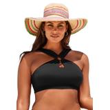 Plus Size Women's High Neck Halter Bikini Top by Swimsuits For All in Black (Size 6)