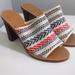 J. Crew Shoes | Jcrew Cream Black And Red Woven Heeled Sandal Size 10.5 | Color: Black/Cream | Size: 10.5