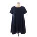 Lush Casual Dress - Mini Scoop Neck Short sleeves: Blue Solid Dresses - Women's Size Medium