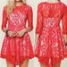 Free People Dresses | Free People Red Lace Overlay Dress Size 2 Party Dress | Color: Red | Size: 2