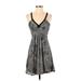 Express Casual Dress - A-Line Plunge Sleeveless: Gray Dresses - Women's Size X-Small