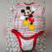 Disney Shirts & Tops | Disney's Mickey Mouse Short Sleeve Onesie With Stripes, Size 3-6m, White, Red | Color: Red/White | Size: 3-6mb