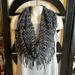 Anthropologie Accessories | Anthropologie Do Everything In Love Blue Gray Open Knit Infinity Scarf W/ Fringe | Color: Gold/Gray | Size: Os