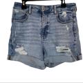 American Eagle Outfitters Shorts | American Eagle High Waist Destroyed Shorts 2 Blue | Color: Blue | Size: 2