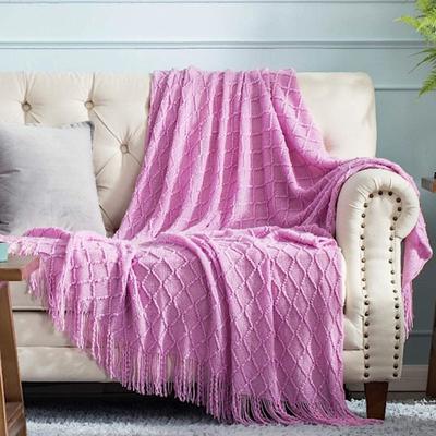 Urban Outfitters Bedding | Light Purple Colorful Home/Dorm Tassel Knit Throw Cozy Fringe Patterned Blanket | Color: Purple | Size: Os