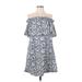 H&M Casual Dress - Shift Open Neckline Sleeveless: Blue Dresses - Women's Size X-Small