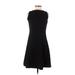 Ann Taylor Casual Dress - A-Line Crew Neck Sleeveless: Black Solid Dresses - Women's Size 4