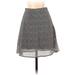 Sienna Sky Casual A-Line Skirt Knee Length: Gray Tweed Bottoms - Women's Size Small