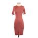 Wilfred Free Casual Dress - Bodycon High Neck Short Sleeve: Brown Solid Dresses - Women's Size Small