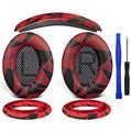 SOULWIT Ear Pads Cushions + Headband + Silicone Earpads Cover Protector, Replacement Kit for Bose QuietComfort 35 QC35, QC35 ii Over-Ear Headphones - Red Storm