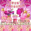 111pcs Princess Party Decorations,Birthday Party Supplies Include Plates,Birthday Banner,Cake & Cupcake Topper, Tablecoveretc,Party Gift Suitable for Pink Girls