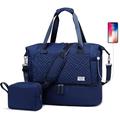 Travel Duffel Bag for Women, Gym Tote Bag with Shoe Compartment & Wet Pocket, Lightweight Holdall Luggage Bag, Weekend Bag with Trolley Sleeve for Vacation, Dance (Dark Blue)