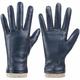 Womens Winter Genuine Sheepskin Leather Gloves, Warm Touchscreen Texting Cashmere Lined Driving Motorcycle Dress Gloves (Navy, M)