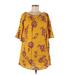 Old Navy Casual Dress - Shift Boatneck 3/4 sleeves: Yellow Floral Dresses - New - Women's Size Medium