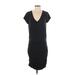 Athleta Casual Dress - Mini V-Neck Short sleeves: Black Print Dresses - Women's Size Small