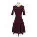 Milly Casual Dress - A-Line: Burgundy Solid Dresses - Women's Size P