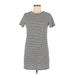 Brandy Melville Casual Dress - Mini High Neck Short sleeves: Gray Stripes Dresses