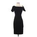 H&M Casual Dress - Sheath Boatneck Short sleeves: Black Solid Dresses - Women's Size 4