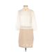 Kensie Cocktail Dress - Mini Crew Neck 3/4 sleeves: Ivory Solid Dresses - Women's Size 6
