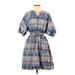 Steven Alan Casual Dress - Shirtdress: Purple Plaid Dresses - Women's Size Small