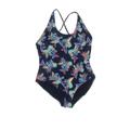 Gap One Piece Swimsuit: Blue Floral Swimwear - Women's Size X-Large