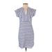 J.Crew Casual Dress - Shift: Blue Stripes Dresses - Women's Size 2X-Small