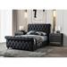 Saflon Morton Velvet Tufted Panel Bed Upholstered/Velvet in Black | 54.72 H x 66.54 W x 100.59 D in | Wayfair KP6196-Q-1