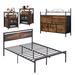 Vecelo Platform 4 Piece Bedroom Set Metal in Brown | Queen | Wayfair KHD-Q40-BLK&KHD-XF-DRS03-BRN-100&KHD-XF-NS04-BRN-A2