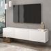 Latitude Run® Ronnye Floating TV Stand Up to 80" TV's Wall Mounted Media Console Wood in White | 12.5 H x 63 W x 12.5 D in | Wayfair