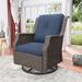 Winston Porter Nihat Swivel Patio Chair w/ Cushions Wicker/Rattan in Blue/Brown | 35 H x 30 W x 29 D in | Wayfair 341DE62748144FF9B0AC9C683C9F1967