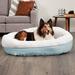 FurHaven Plush & Diamond Print Calming Donut Dog Bed Polyester/Synthetic Material in Blue/Black | 10 H x 45 W x 45 D in | Wayfair 29536319