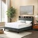 Ebern Designs Azon Tufted Storage Standard Bed Upholstered/Metal/Linen in Gray/Black | 44 H x 56 W x 78.5 D in | Wayfair