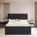 House of Hampton® Javeya Wingback Bed Upholstered/Velvet in Black | 51.58 H x 84.65 W x 81.3 D in | Wayfair 5ADA81CD843549C7B6D8B718B3C59F5B