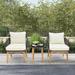 George Oliver Kama 2 - Person Outdoor Seating Group w/ Cushions Wood in Brown/White | Wayfair 385E50F6E5A0483C8E572B4E549F1DF9