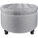 Red Barrel Studio® Jusup 24.4" Wide Velvet Round Storage Ottoman Velvet in Gray | 16.9 H x 24.4 W x 24.4 D in | Wayfair