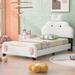 Zoomie Kids Aiso Vegan Leather Platform Bed Upholstered/Faux leather in Pink/White | 43.25 H x 42.75 W x 79.5 D in | Wayfair