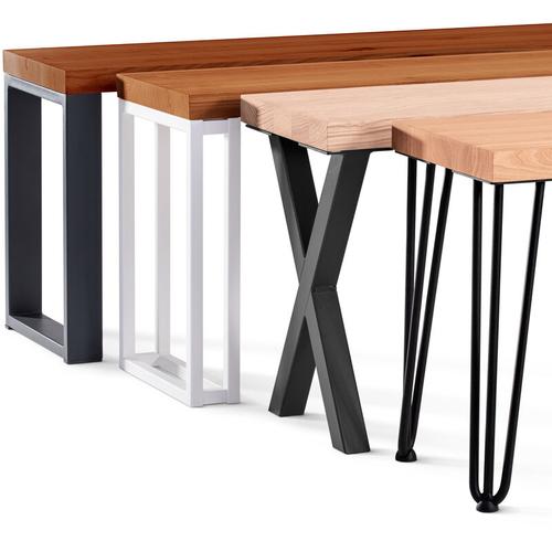 Sitzbank Esszimmer Holzbank 30x140x47cm, Möbelfüße Design Weiß / Rustikal – Rustikal / Rohstahl mit