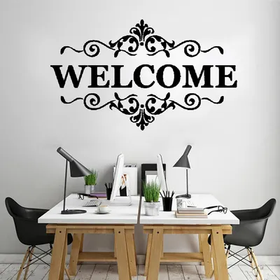 Vinyl-Wandaufkleber „Welcome to Our Home“-Wandaufkleber, Willkommens-Zitat-Abziehbilder, Willkommen, Büro-Schlafzimmer-Dekoration Image