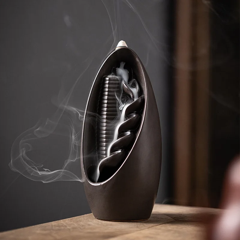 Lila Sand Lotus blatt Lotus Wasserfall Flowback Weihrauch Brenner-Home Duft Diffusor dekorative Kunst handwerk von beiden Seiten Image