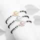 Edelstahl Baum des Lebens Charme Armband für Frauen schwarze Kristall perlen Ketten Armband Mädchen