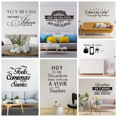 1pc Moderne Spanien Frase Wand Kunst Aufkleber Für Wohnkultur Spanisch Satz Viny Aufkleber Für Wohnzimmer Wand Aufkleber Image