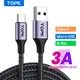 TOPK 3A cavo Micro USB tipo C cavo di ricarica per caricabatterie iPhone ricarica rapida cavi per