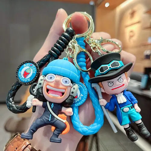 Cartoon Anime Pirat König Lufei Qiao Ba Wu su Pu drei dimensionale Puppe Auto Schlüssel bund