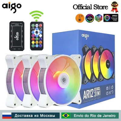Aigo AR12 weiß 120mm PC Computer Gehäuse Lüfter Kühlung Kühler 6PIN Einstellbare RGB Led 12cm Stumm Ventilador Einstellen Geschwindigkeit 5V ARGB Fans