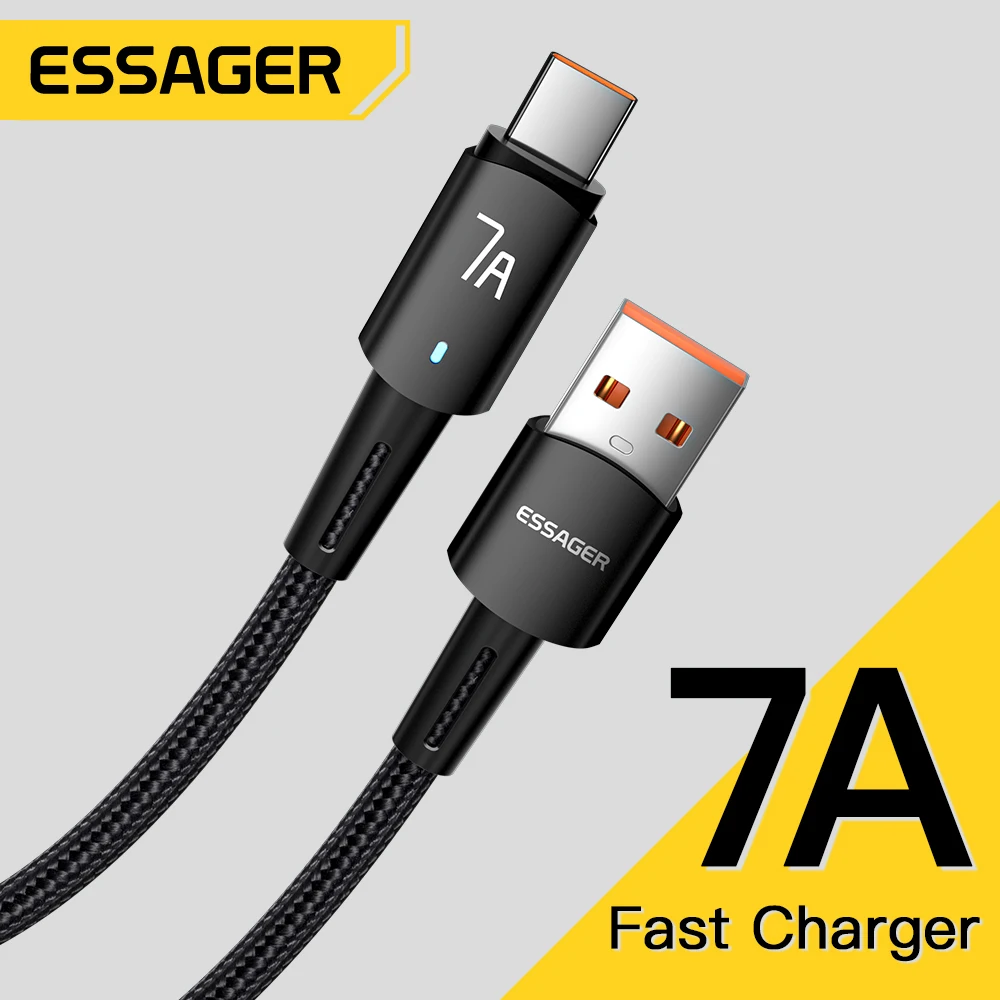 Essager 7A USB Typ C Kabel für OPPO Oneplus Huawei P30 P40 Samsung Realme Poco 100W Schnellladekabel USB C Ladegerät Datenkabel Image